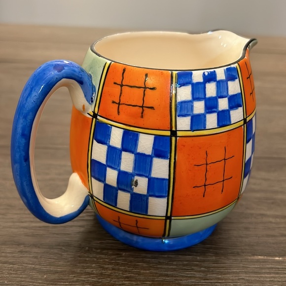Vintage Royal Trico hand decorated geometric design pitcher Nagoya Japan unique - Picture 3 of 14